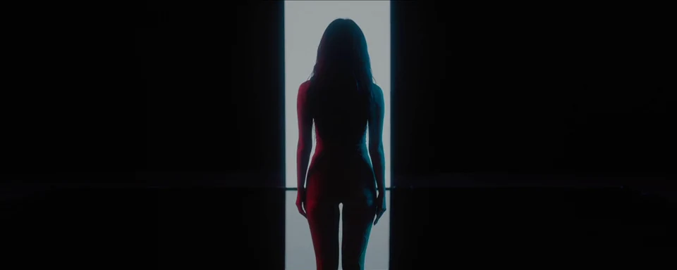 A figure facing a luminous white doorway.